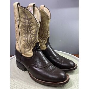Tony Lama Vtg Men's Leather Sunset Renegade Cream/Brown Western Cowboy Boot 8.5D
